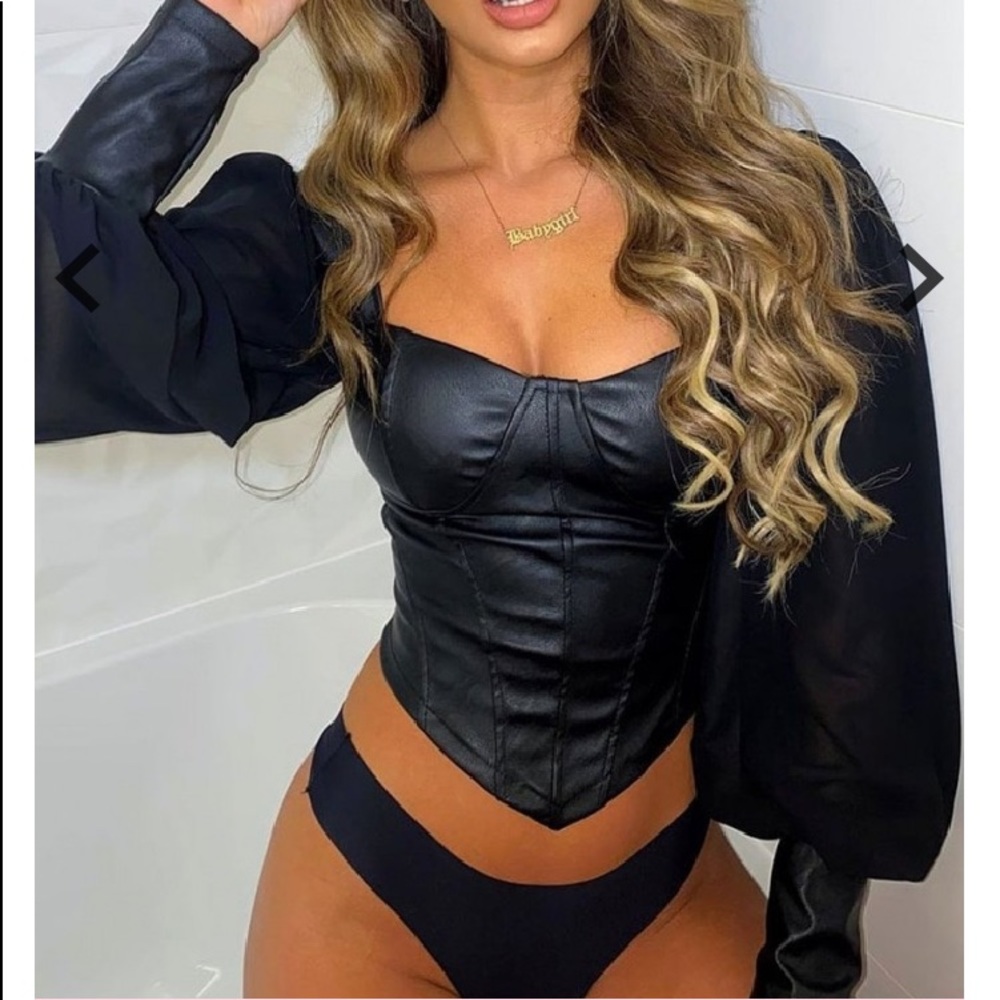 Faux Leather Corset Blouse